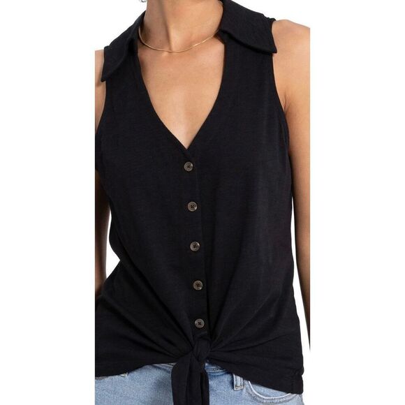 Sanctuary Womens Amuse Tie Front V-Neck Button-Down Top Size S - Picture 1 of 3